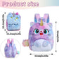NEEVAS Ensemble sac à dos et sac à main mignon licorne chat kawaii coloré en peluche sac d'école, sac à bandoulière, sac à bandoulière doux, cadeau pour enfants filles