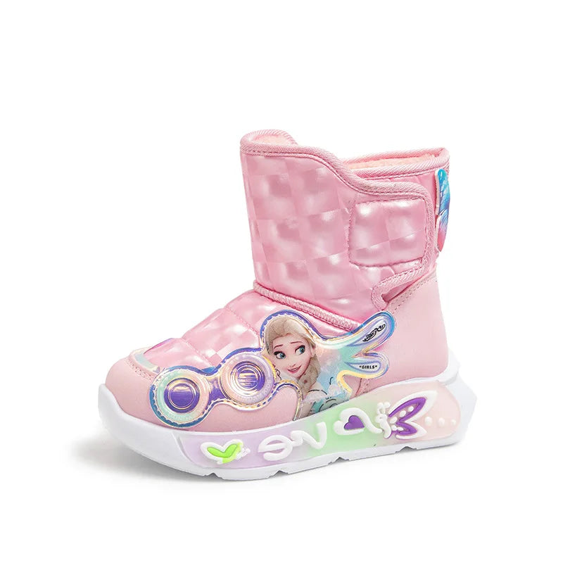 Disney Hiver Enfants Bottes En Peluche Imperméable Antidérapant Fille Frozen Princesse Elsa 26-37