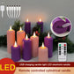 3Pcs Bougies Pilier Électrique Scintillantes Dimmable USB Rechargeable Bougies Étanches Extérieures Lumière Scintillante LED Pilier Bougies Violet