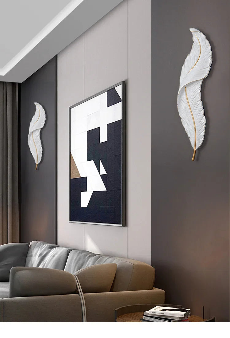 Applique Murale LED en Résine avec Plumes Créatives, Luminaire Décoratif d'Nik, Idéal pour une Chambre à Coucher