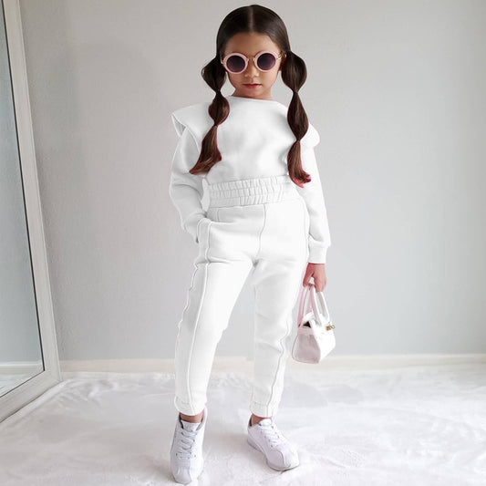 Tenues Élégantes D'automne Pour Filles, Couleur Bonbon: Ensemble Sweat-shirt Et Pantalon De Sport Décontracté À Manches Raglan
