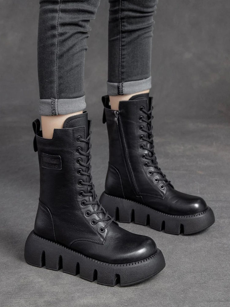 Koznoy-Bottes de rinçage en cuir de vache véritable pour femme