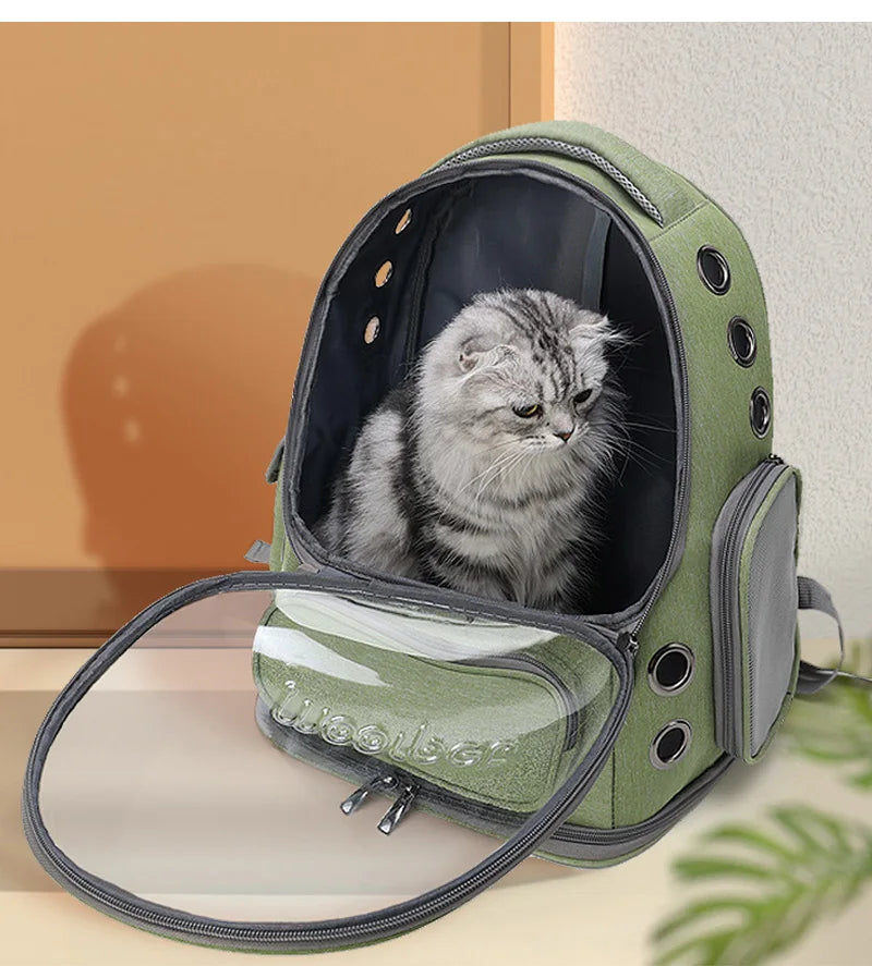 Sac de transport transparent pour chat de compagnie Sac à dos de voyage en plein air pour chats Petits chiens Sac de transport de chat respirant