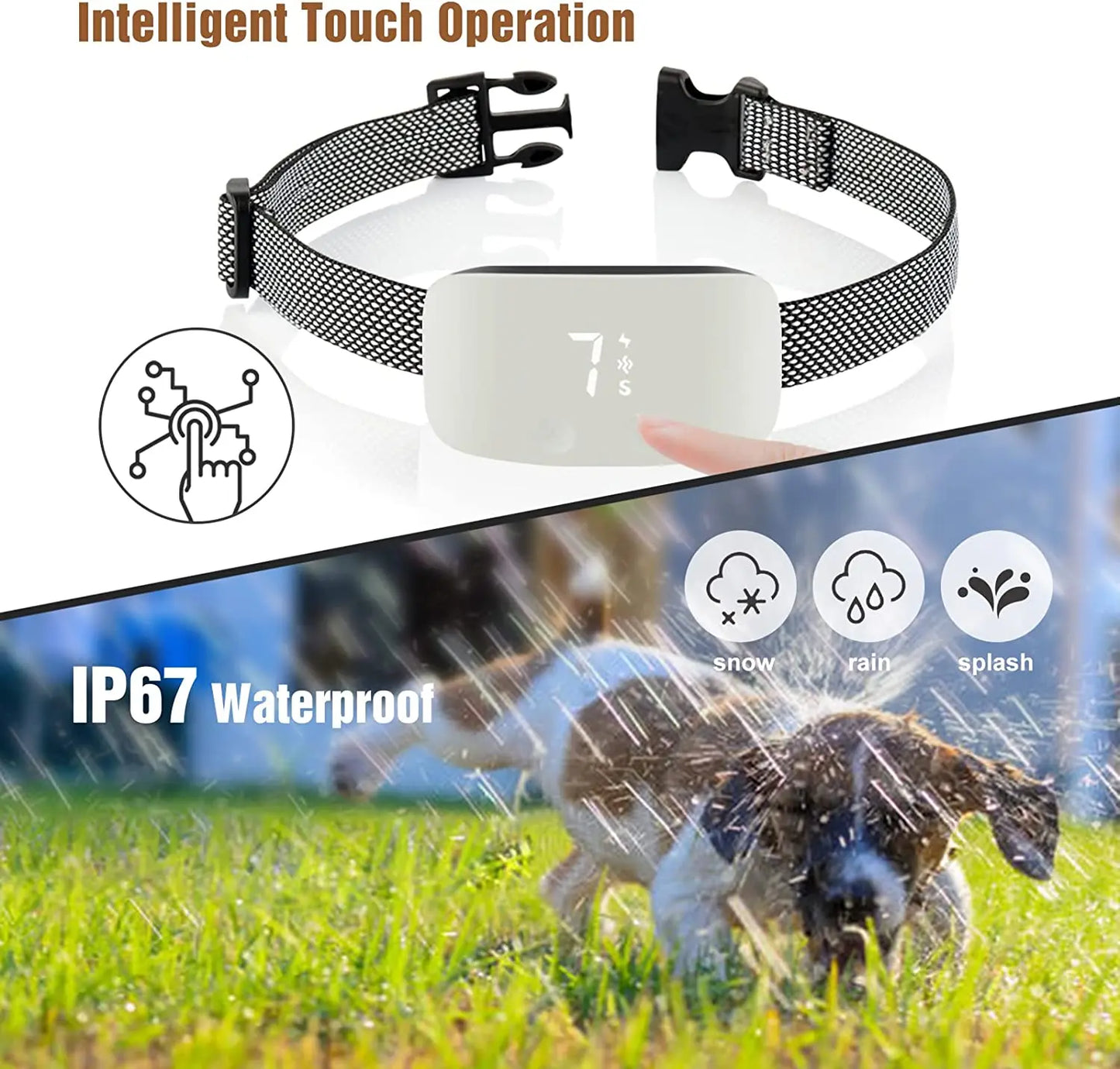 Collier anti-aboiements NED pour chiens, collier de dressage anti-aboiement rechargeable avec 7 vibrations réglables de sensibilité et d'intensité pour les chiens de petite, moyenne et grande taille