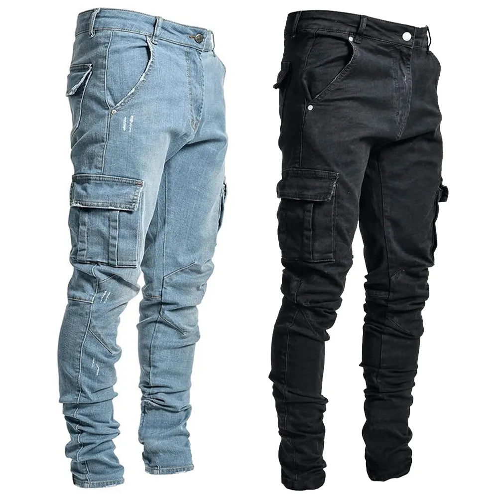 Jean Cargo artificiel astique en Denim pour Homme