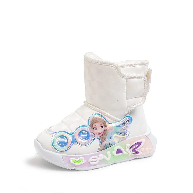 Disney Hiver Enfants Bottes En Peluche Imperméable Antidérapant Fille Frozen Princesse Elsa 26-37