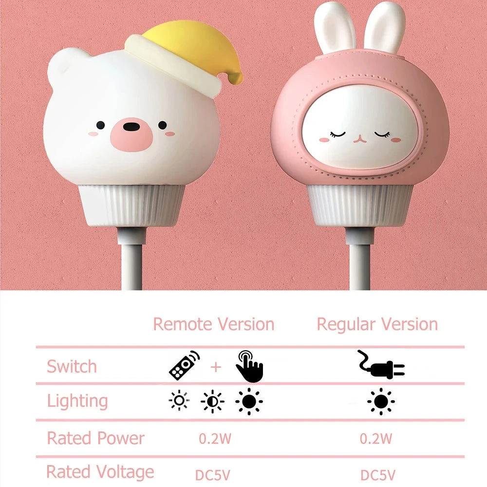 USB Dessin animé Mignon Veilleuse avec télécommande Bébés Chambre Décoratif Lumière D’alimentation Lampe De Chevet