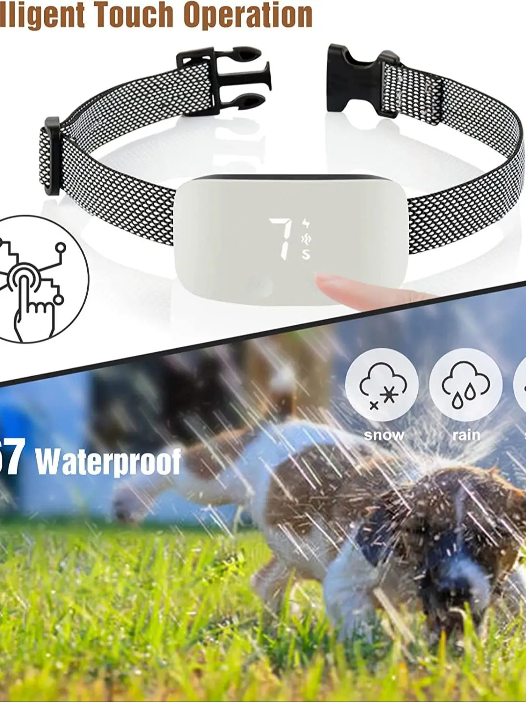 Collier anti-aboiements NED pour chiens, collier de dressage anti-aboiement rechargeable avec 7 vibrations réglables de sensibilité et d'intensité pour les chiens de petite, moyenne et grande taille