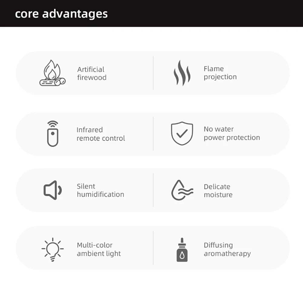 Diffuseur d'huiles essentielles avec lumière RVB et télécommande, noir