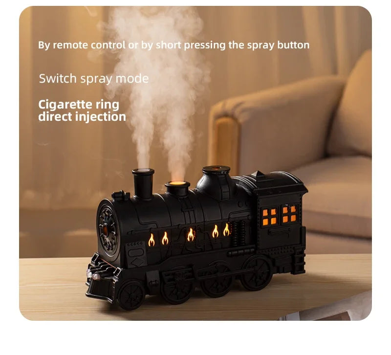 Humidificateur d'air en forme de train, supporter ficateur, diffuseur d'arômes avec lumière, pulvérisateur de brume fraîche, huile essentielle, parfum pour bureau à domicile