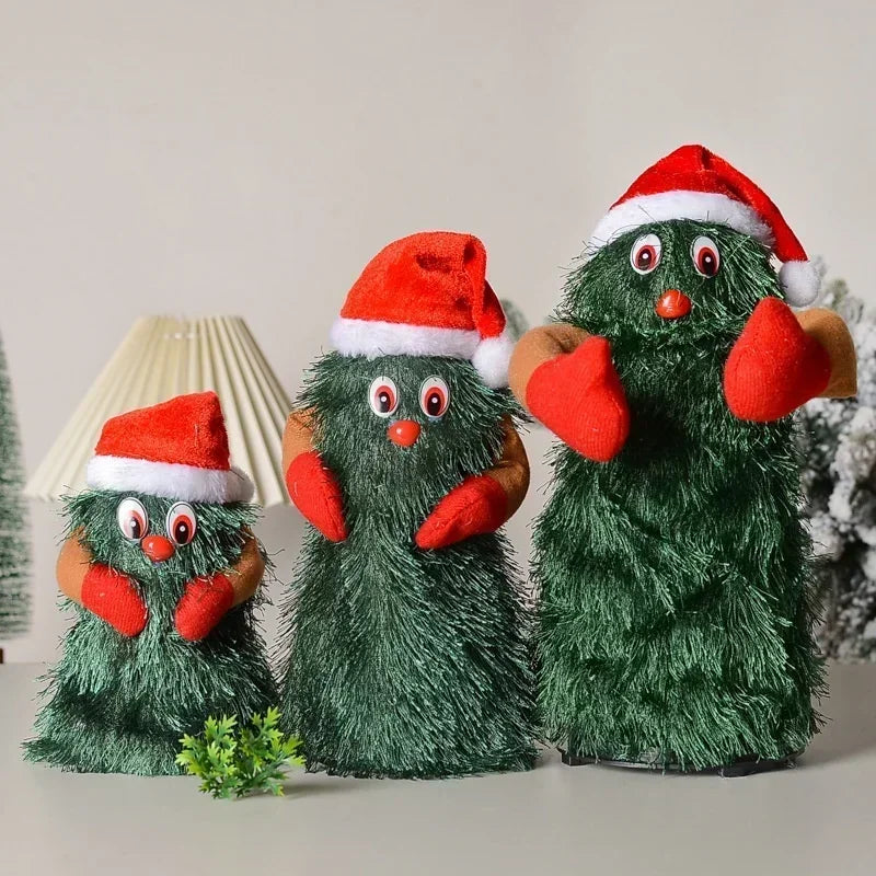 Arbre de Noël musical Poupées de jouets en peluche électrique Drôle mignon vert Arbre de Noël