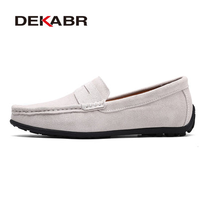 DEKABR-Mocassins souples respirants en cuir véritable pour hommes.