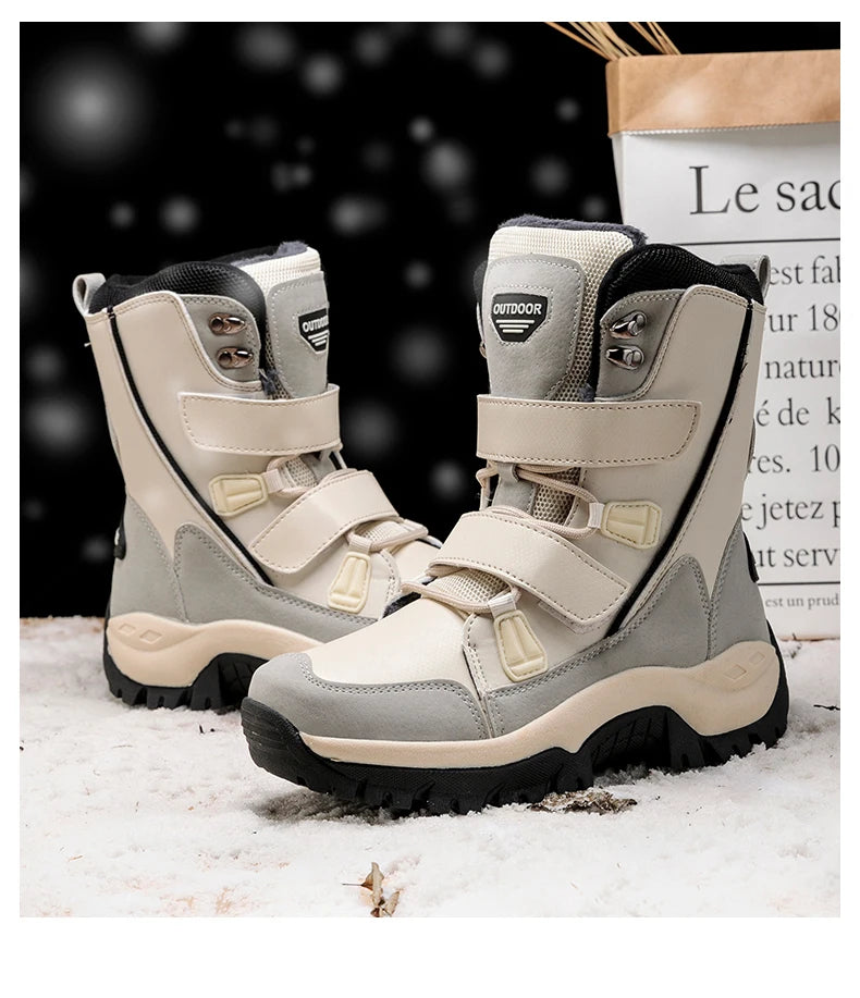 Bottes de neige imperméables mi-mollet pour femmes, peluche