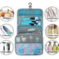 Sac à cosmétiques de voyage Trousse de Toilette Voyage Portable, 25x17x8,5cm, Trousse Maquillage Suspendue avec 4 Compartiments, Sac de Toilette Pliable Étanche Femme Homme, Sac de Cosmétique Grande Capacité pour Make Up