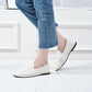 Mocassins en Cuir pour Femme, Chaussures Plates Blanc
