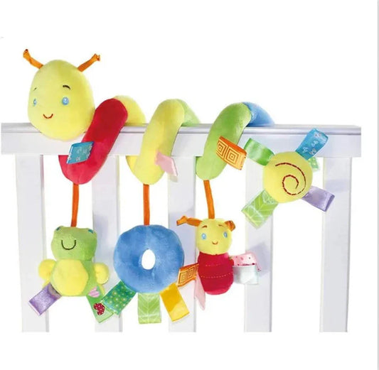 Vicloon Spirale Jouets,Jouet en Spirale Siège Bébé Lit Suspendu Jouet avec Hochet et Pendentif Bouton pour Poussette/Siège Auto/Berceau Enveloppant,Abeille