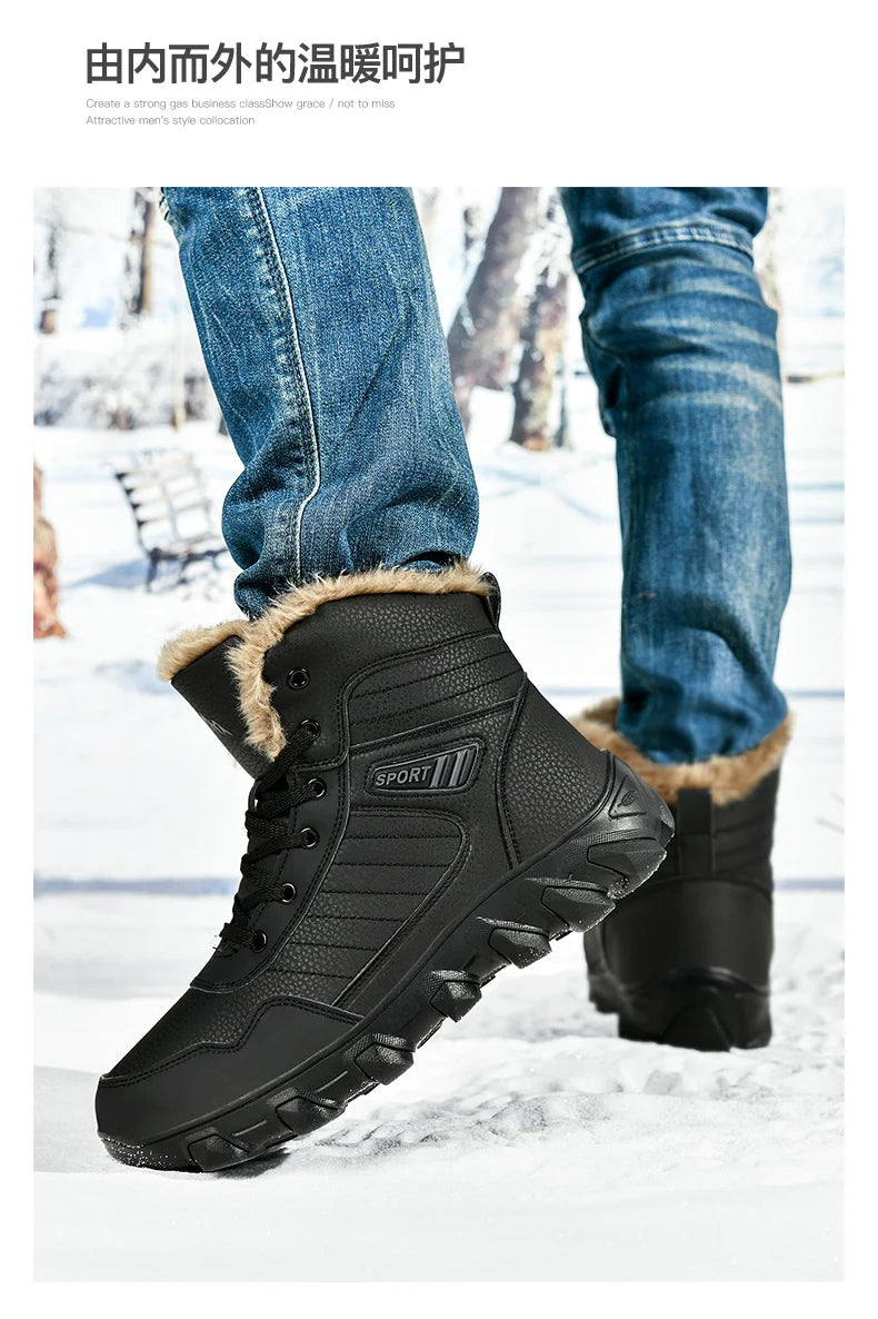 Nouveau Hiver Hommes Bottes  Chaud Hommes Chaussures Imperméable Antidérapant En Peluche