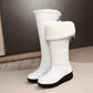 Bottes de neige compensées au genou pour femmes et filles, chaussures de pluie pour dames, noir et blanc, fourrure chaude, peluche, décontracté, imperméable, hiver