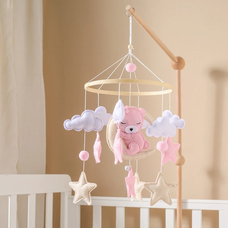 Mobile à suspendre pour berceau de bébé - Décoration de chambre d'enfant - Carillon en bois naturel