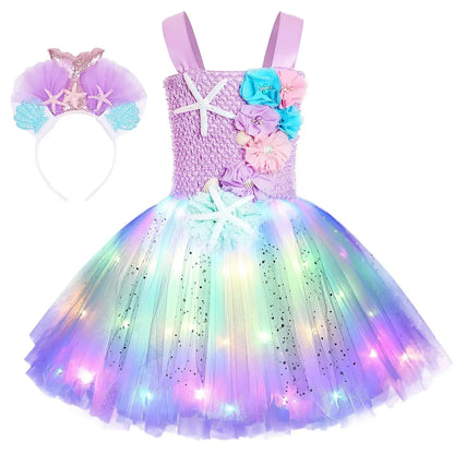 Robe pour Princesse de Sirène avec des lumières LED , Fille 1 - 10 ans