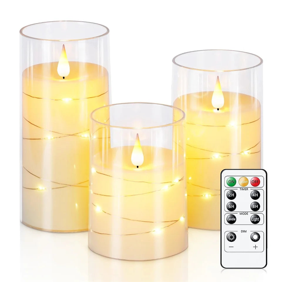 Bougie LEDLe bougie électronique en fil de cuivre clignote sans flamme avec télécommande pour la maison Noël Fête