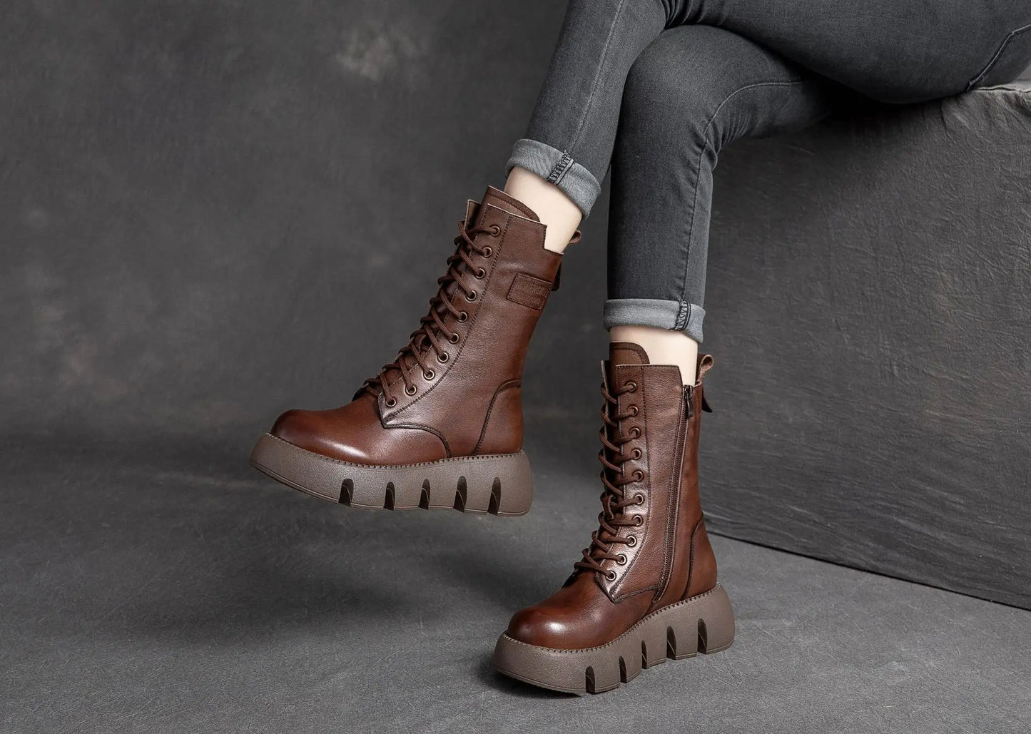 Koznoy-Bottes de rinçage en cuir de vache véritable pour femme