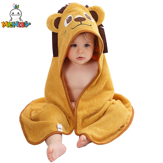 MICHLEY Lion Bambou Bébé Serviette De Bain À Capuche Nouveau-né Mignon Garçons 0-5T