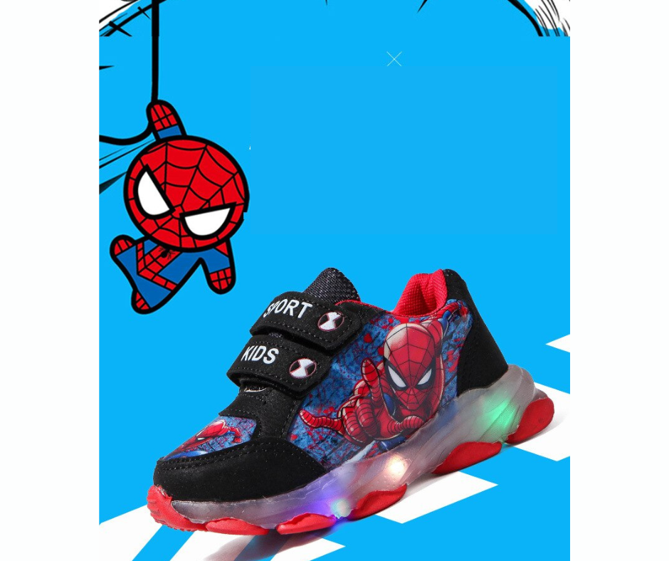 basket-de-sport-pour-garcon-led-disney-spiderman-rouge-noir-pas-cher