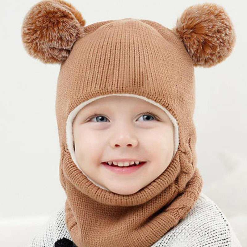 cagoule-bebe-fille-garcon-bonnet-cache-cou-bebe-enfants-bonnet-tricote-echarpe-epais-tour-de-cou-pour-les-bebes-de-3-18-mois-marron-pas-cher