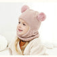 cagoule-bebe-fille-garcon-bonnet-cache-cou-bebe-enfants-bonnet-tricote-echarpe-epais-tour-de-cou-pour-les-bebes-de-3-18-mois-rose-pas-cher