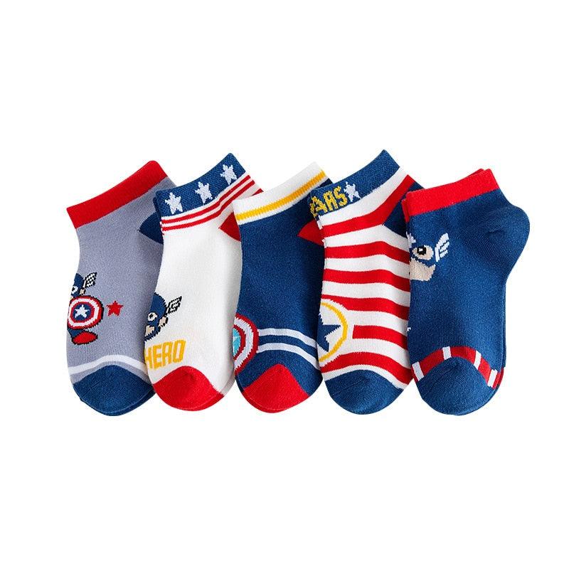 chaussettes-courtes-spiderman-garcon-5-paires-pas-cher-coton-comfortable