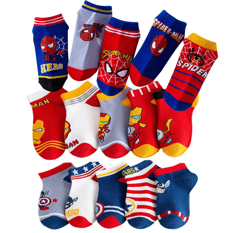 chaussettes-courtes-spiderman-garcon-5-paires-pas-cher-coton