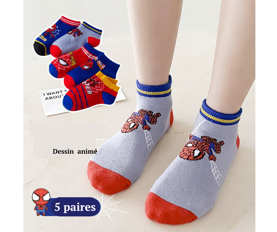 Chaussettes Courtes Spiderman Garçon /5 Paires