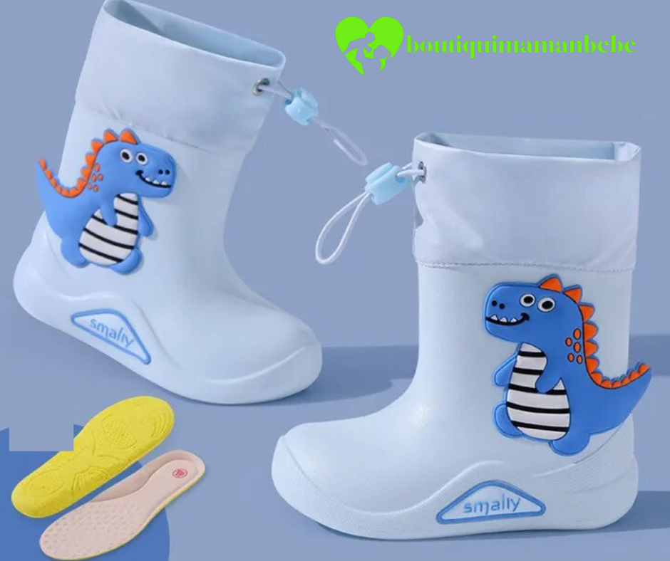 chaussures-de-pluie-dino-pas-cher-blue-dinosaures