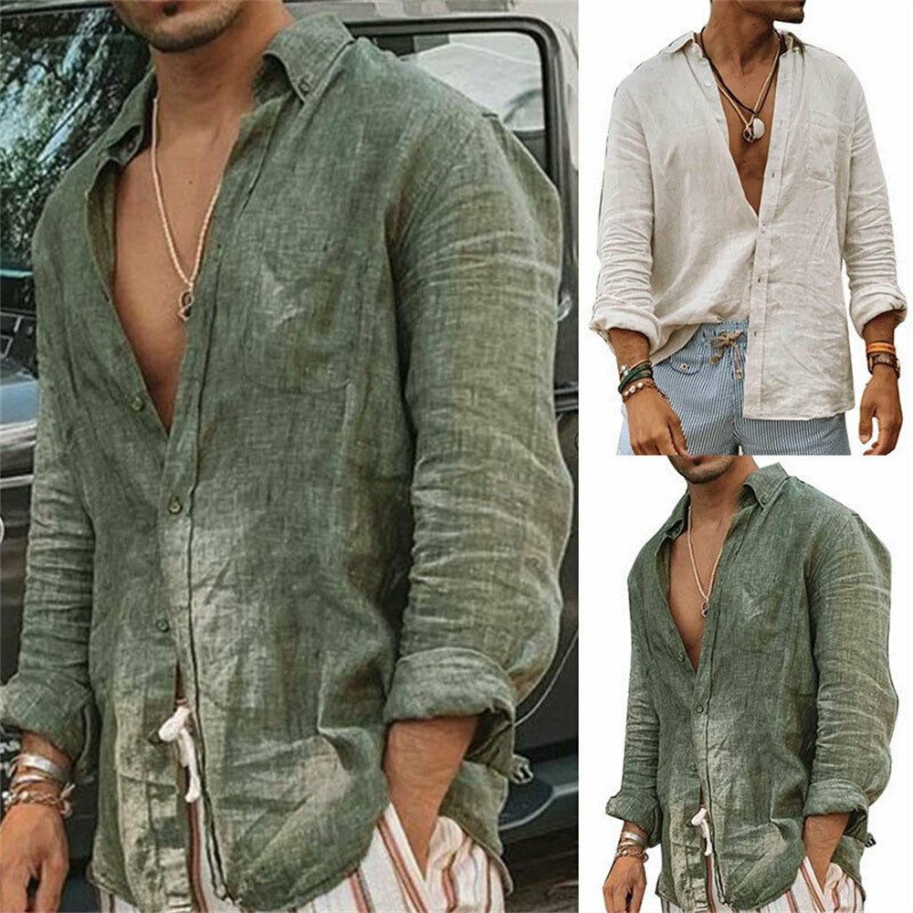 chemise-homme-vert-coton