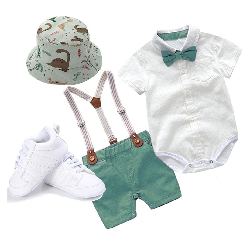 ensemble-deux-pieces-pour-bebe-garcon-style-gentleman-fashion-chemise-a-manches-courtes-a-col-boutonne-avec-noeud-mignon-et-short-a-bretelles-fete-coton-pas-cher-vert-blanc-basket