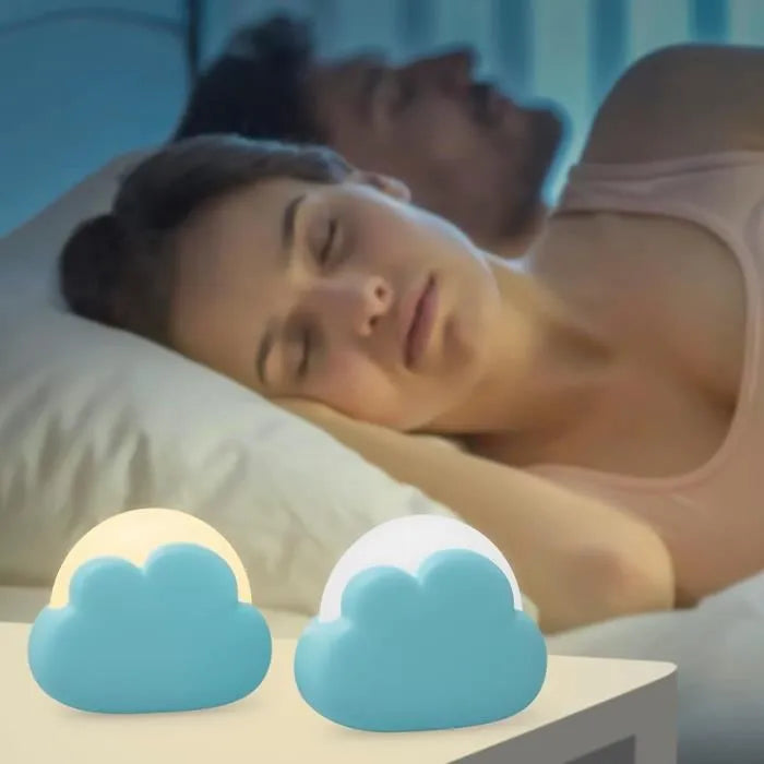 Veilleuse Enfant Nuage, Veilleuse Bébé Nomade, avec 4 Intensité et Lanière en silicone, Veilleuse Led Rechargeable, Lampe de Chevet pour Chambre d'Enfant, idéal pour Bébé et Maman(Bleu)