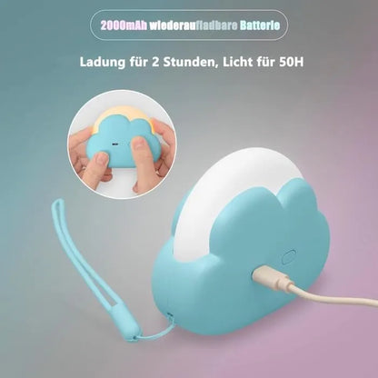 Veilleuse Enfant Nuage, Veilleuse Bébé Nomade, avec 4 Intensité et Lanière en silicone, Veilleuse Led Rechargeable, Lampe de Chevet pour Chambre d'Enfant, idéal pour Bébé et Maman(Bleu)