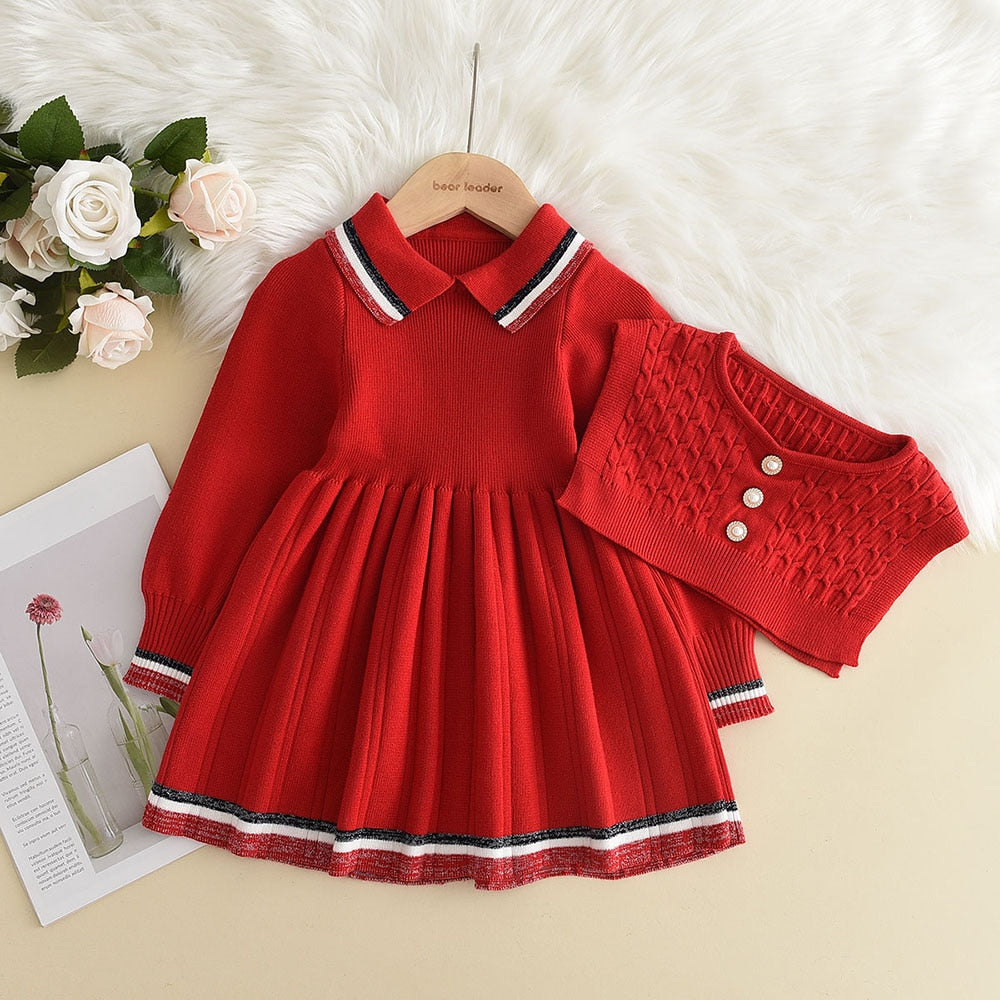 melario-robe-pull-a-manches-longues-pour-filles-rouge-lein