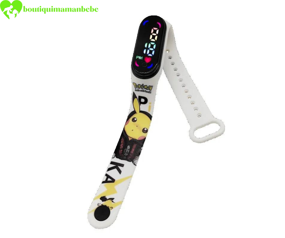 montre-electronique-pokemon-pikachu-blanc