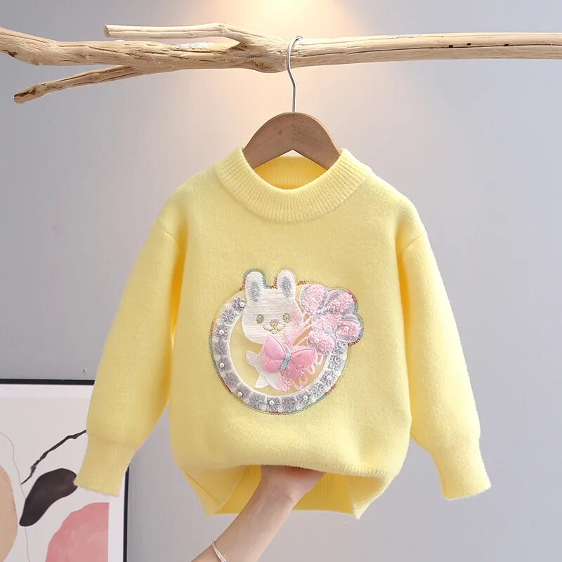 pull-pour-fille-jaune-coton-doux