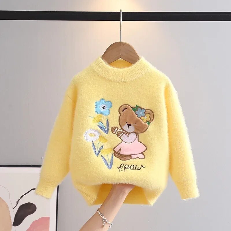 pull-pour-fille-jaune-ours