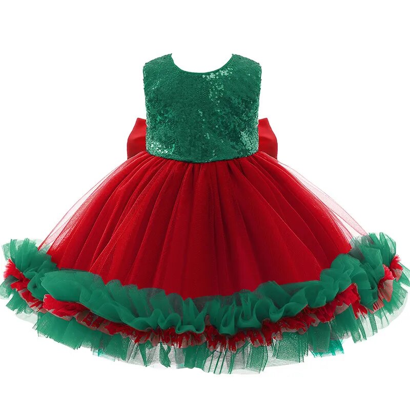 robe-pour-fille-rouge-vert