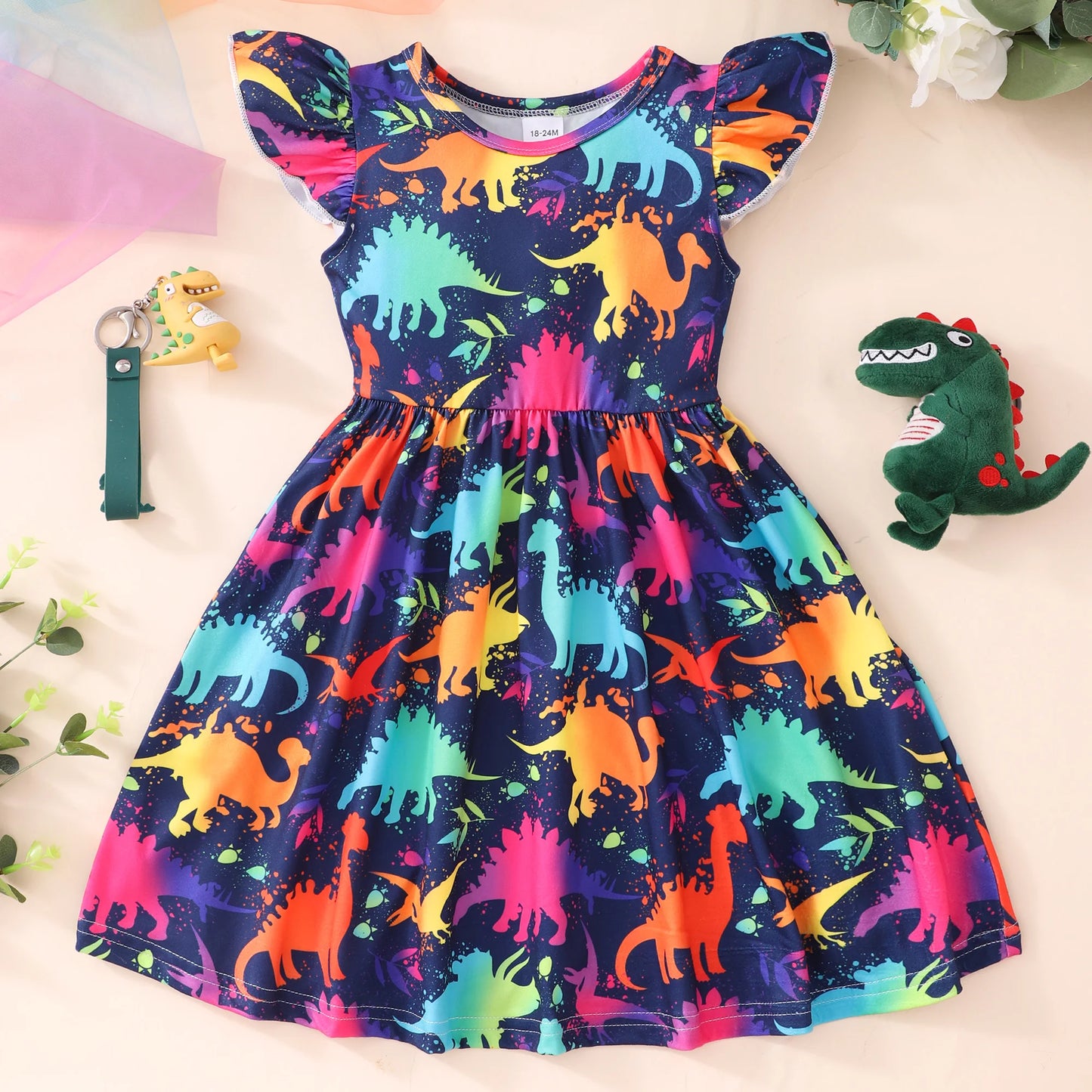 robes-dete-pour-filles-petites-manches-volantes-joli-dessin-anime-imprime-dinosaure-robe-a-la-taille-robe-festive-robe-de-princesse-robe-de-cocktail