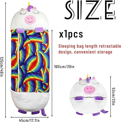 sac-de-couchage-enfant-licorne-pas-cher-coton-facile-a-lave-voyage-confortable-jouet-avec-coussin-taille