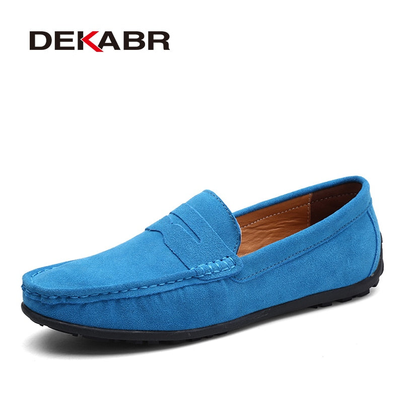 DEKABR-Mocassins souples respirants en cuir véritable pour hommes.