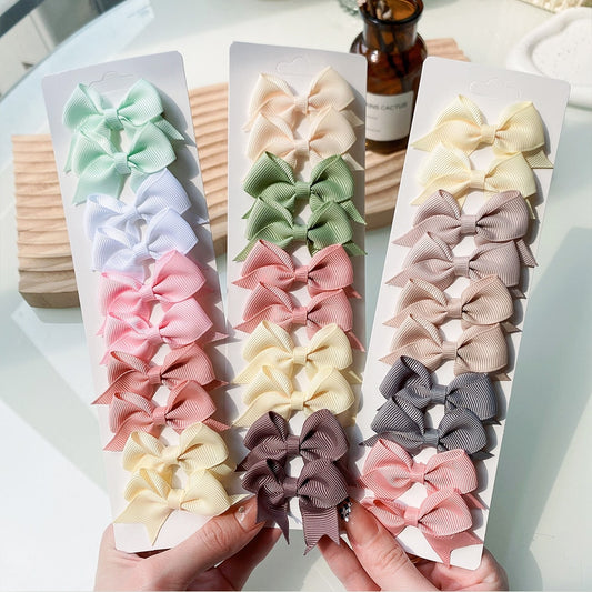 Lot de 10 Barrettes à cheveux avec ruban solide pour petites filles.