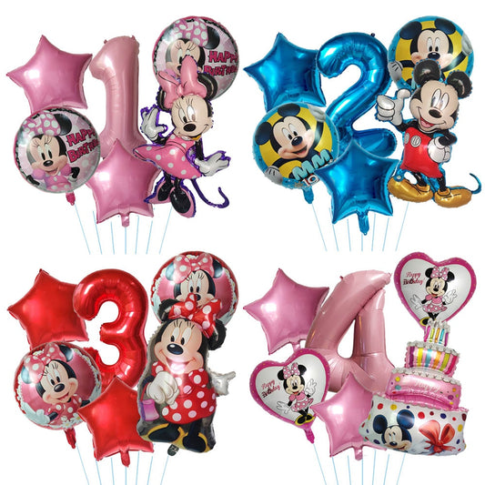 Ensemble de Ballons à Hélium en Forme de Têtes de Minnie et Chiffre Disney